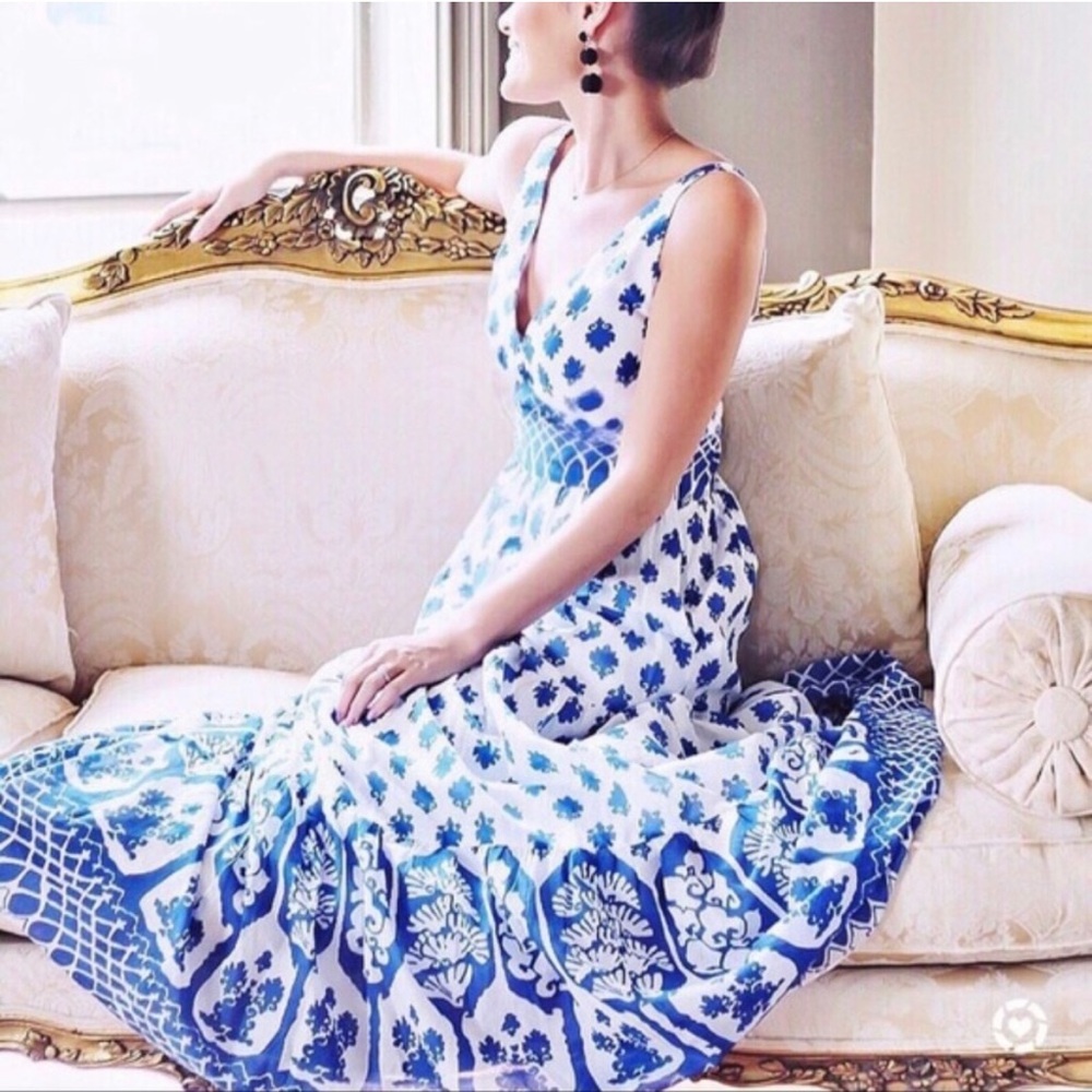 J. Crew Blue and White Maxi Dress